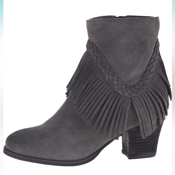 Sbicca Patience Grey Suede Leather
Fringe Booties - Picture 2 of 7